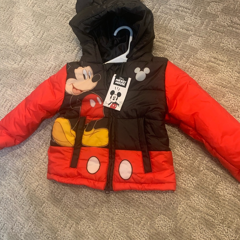 Disney Mickey Mouse Red and Black Kids Puffer Coat